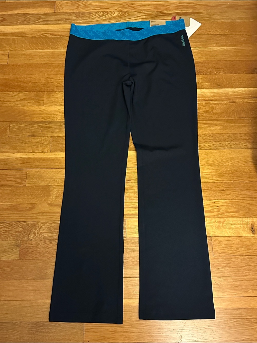 Reebok Black Leggings with Teal Waistband